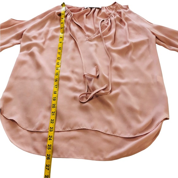 Amanda Uprichard Cold Shoulder Long Sleeve Tie Front Blouse Pastel Pink S - Picture 13 of 16